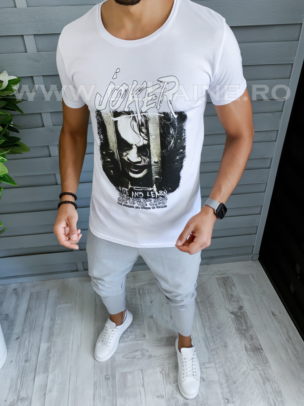 Tricou barbati alb slim fit b1703 p12-4